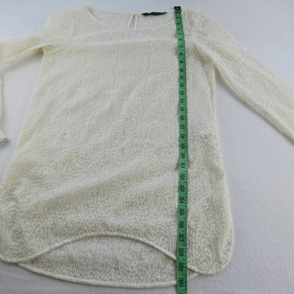 Zara Woman Lace Tunic Top Elegant Long Sleeve Ivory Cream Size M - Picture 7 of 8
